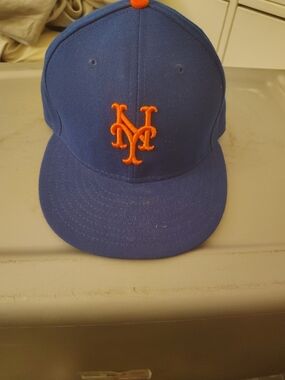 New Era Mens Royal Blue and Orange NY Mets Fitted Cap